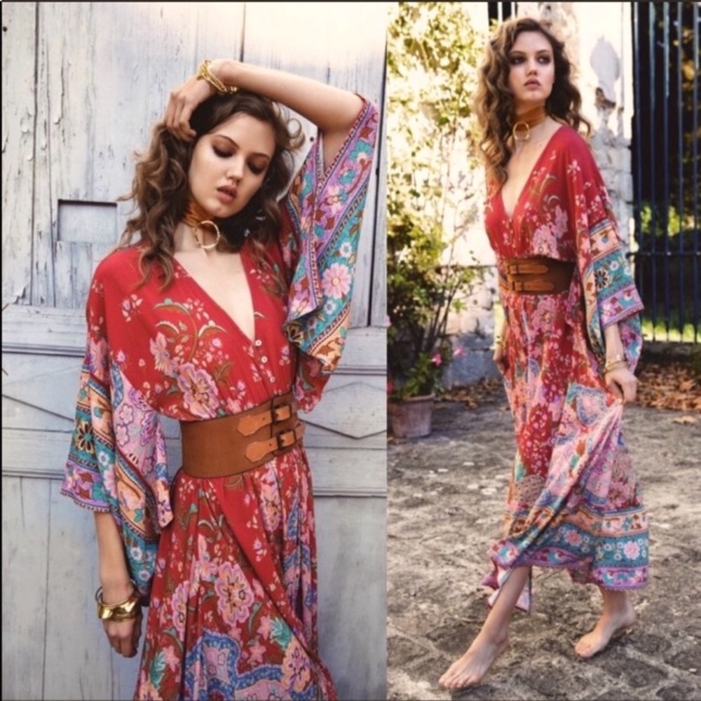 Bohemian Lotus Gypsy Kimono Maxi Dress